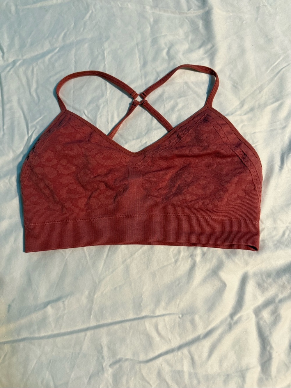 Forever 21 Seamless Leopard Print Sports Bra in Rust
